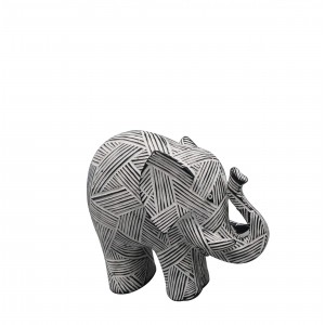 Διακοσμητική φιγούρα ελέφαντα σε λευκό και μαύρο χρώμα 18x7x16 εκ
