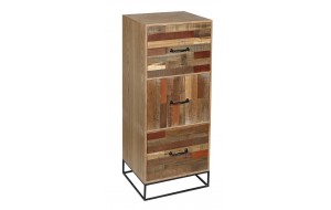 Rustic συρταριέρα από ξύλο ελάτου σε φυσική απόχρωση 40x35x100 εκ