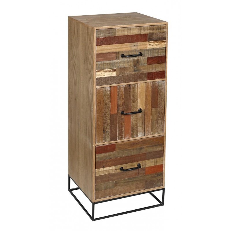Rustic συρταριέρα από ξύλο ελάτου σε φυσική απόχρωση 40x35x100 εκ