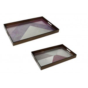 Ξύλινοι δίσκοι ορθογώνιοι σε μωβ αποχρώσεις σετ των δύο σε διαφορετικό μέγεθος