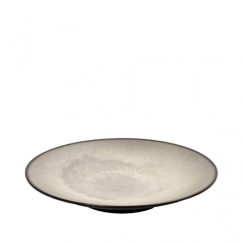 Sensation κεραμικό ρηχό πιάτο σε μπεζ απόχρωση με πλαίσιο σε καφέ χρώμα σετ δύο τεμαχίων 22x3 εκ