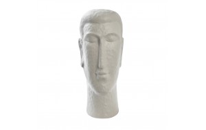 Διακοσμητική κεραμική φιγούρα κεφάλι σε λευκό χρώμα 17.5x16x39 εκ