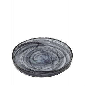 Στρογγυλό πιάτο Atlas alabaster σε μαύρο χρώμα σετ των έξι τεμαχίων 21 εκ