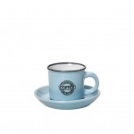 Φλυτζανάκι εσπρέσο με πιατάκι Coffee σε γαλάζιο χρώμα σετ των δώδεκα τεμαχίων 90 ml 11x6 εκ