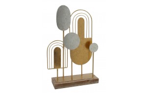 Επιτραπέζιο διακοσμητικό με μέταλλο και ξύλο σε χρυσό χρώμα με γεωμετρικά σχήματα 29.5x10x44.5 εκ