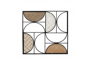 Μεταλλικό διακοσμητικό τοίχου με γεωμετρικά σχήματα από rattan 51.5 εκ
