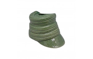 Διακοσμητικό κεραμικό καπέλο με γείσο σε πράσινο χρώμα 25x7x17 εκ