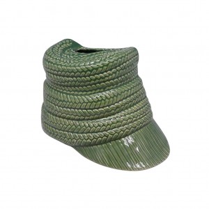 Διακοσμητικό κεραμικό καπέλο με γείσο σε πράσινο χρώμα 25x7x17 εκ