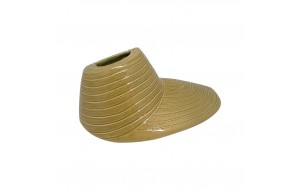 Διακοσμητικό κεραμικό καπέλο με γείσο σε κίτρινο χρώμα 26x7x9 εκ
