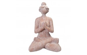 Κεραμική διακοσμητική φιγούρα που κάνει yoga σε μπεζ απόχρωση 26x35x51 εκ