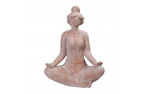 Κεραμική διακοσμητική φιγούρα σε στάση yoga σε μπεζ απόχρωση 38x23x50 εκ