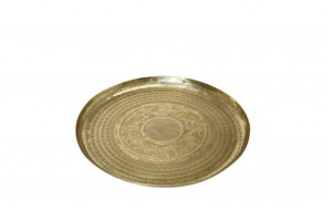 Στρογγυλός σκαλιστός δίσκος αλουμινίου Pandora σε χρυσό χρώμα σετ των δύο 30 εκ