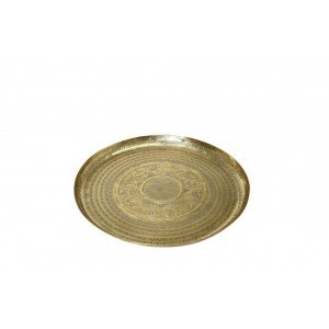 Στρογγυλός σκαλιστός δίσκος αλουμινίου Pandora σε χρυσό χρώμα σετ των δύο 30 εκ