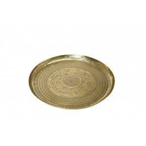 Στρογγυλός σκαλιστός δίσκος αλουμινίου Pandora σε χρυσό χρώμα σετ των δύο 34 εκ