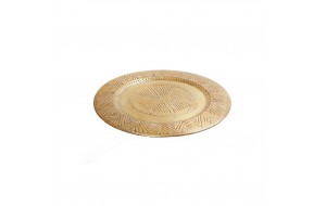 Δίσκος διακοσμητικός από αλουμίνιο σε χρυσή απόχρωση με ανάγλυφο σχέδιο 40 εκ