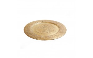 Δίσκος διακοσμητικός από αλουμίνιο σε χρυσή απόχρωση με ανάγλυφο σχέδιο 50 εκ