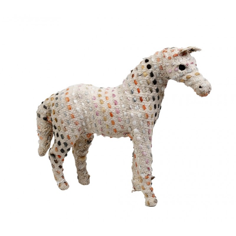 Επιτραπέζιο διακοσμητικό υφασμάτινο πουά άλογο 50x13x46 εκ