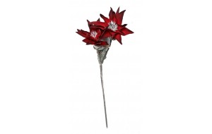 Διακοσμητικό κλαδί με δύο άνθη σε κόκκινη απόχρωση σετ των έξι τεμαχίων 86 εκ