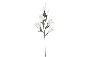 Διακοσμητικό κλαδί με τέσσερα ανοιχτά και τρία κλειστά άνθη σε λευκή απόχρωση σετ των έξι τεμαχίων 120 εκ