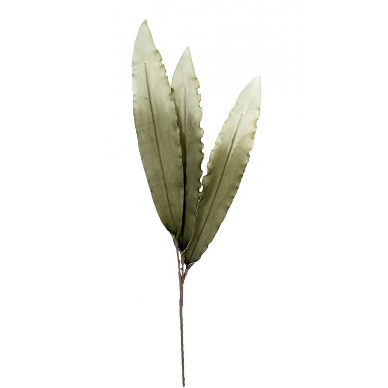 Διακοσμητικό κλαδί με τρία φύλλα σε πράσινη απόχρωση σετ των δώδεκα τεμαχίων 125 εκ