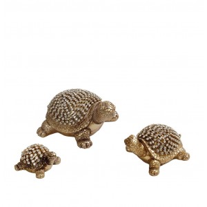 Διακοσμητικές χελώνες με στρας από πολυρεζίνη σε χρυσή απόχρωση σε τρία σχέδια σετ των τριών