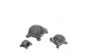 Διακοσμητικές χελώνες με στρας από πολυρεζίνη σε ασημί απόχρωση σε τρία σχέδια σετ των τριών