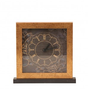 Ρολόι επιτραπέζιο από πολυρεζίνη διακοσμημένο με λουλούδια 24x5x24 εκ