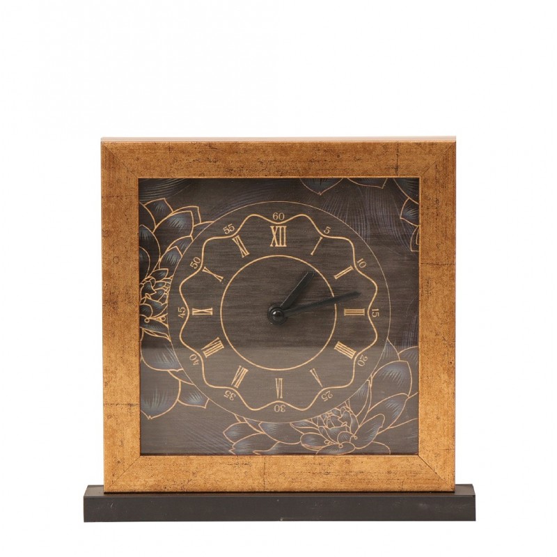 Ρολόι επιτραπέζιο από πολυρεζίνη διακοσμημένο με λουλούδια 24x5x24 εκ
