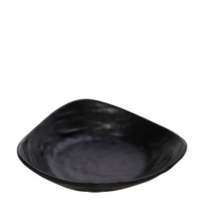 Πιάτο μαύρο βαθύ Wavy Matte από μελαμίνη σετ σαράντα οκτώ τεμαχίων 18x21x3.5 εκ