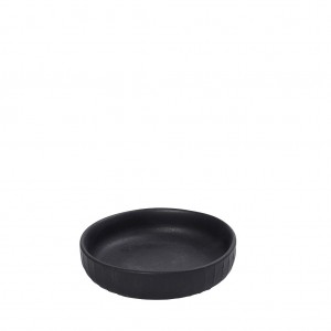 Gobi black sand χειροποίητο μπωλ ρηχό στρογγυλό μαύρο ματ σετ έξι τεμαχίων 11.5x3 εκ