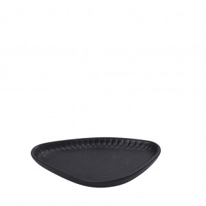 Gobi Black Sand χειροποίητο πορσελάνινο πιατάκι τριγωνικό μαύρο ματ σετ έξι τεμαχίων 17.5x9.5x2.3 εκ