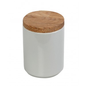 Light Grey Essentials δοχείο με ξύλινο καπάκι σετ των έξι 12 εκ