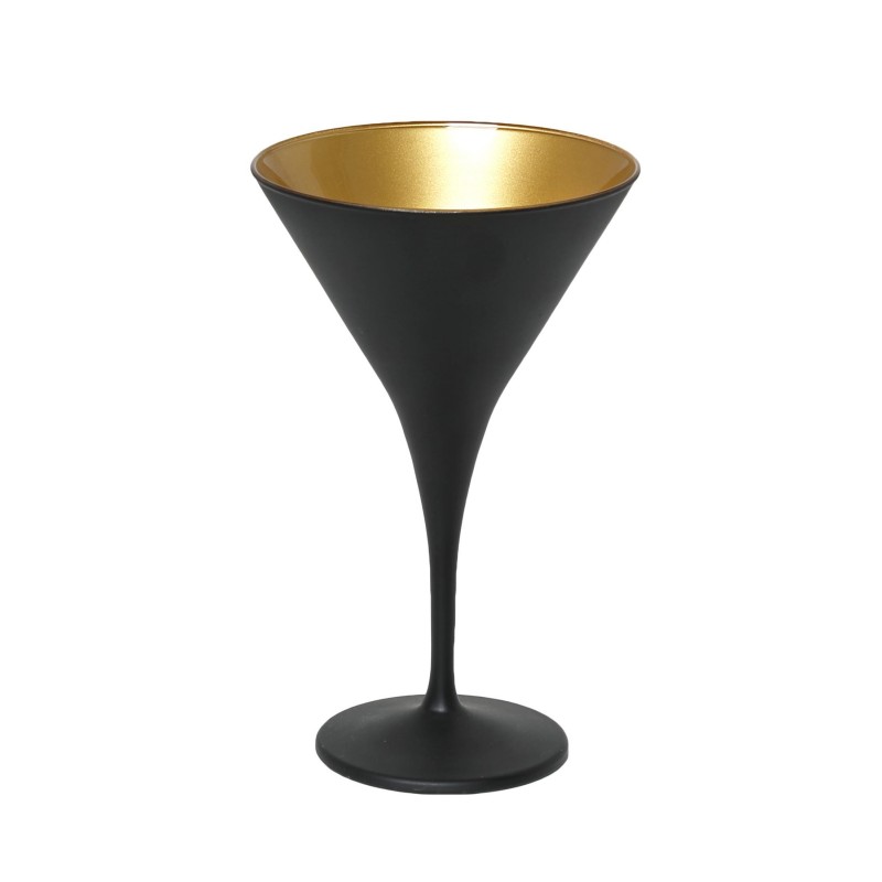 Γυάλινο ποτήρι Maya για martini σε μαύρο και χρυσό ματ χρώμα σετ των έξι τεμαχίων 11x18 εκ