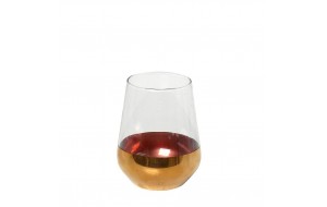 Ποτήρι ουίσκι Allegra γυάλινο σε διάφανο και χρυσό χρώμα σετ των έξι τεμαχίων 7x11 εκ