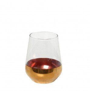 Ποτήρι ουίσκι Allegra γυάλινο σε διάφανο και χρυσό χρώμα σετ των έξι τεμαχίων 7x11 εκ