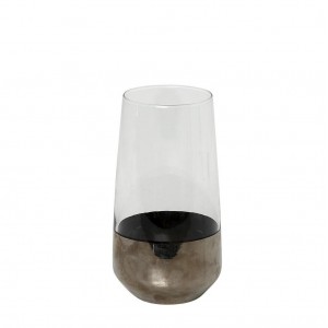 Allegra γυάλινο ποτήρι νερού ή ποτού σε διάφανο και πλατινέ χρώμα σετ των έξι τεμαχίων 7x15 εκ