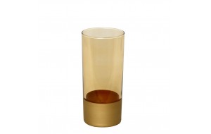 Γυάλινο ποτήρι νερού Amelie σε μελί και χρυσό χρώμα σετ των έξι τεμαχίων 7x15 εκ