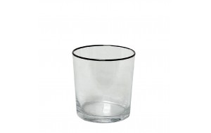 Γυάλινα ποτήρια για ουίσκι διάφανα με μαύρο χείλος σετ των έξι τεμαχίων 9 εκ