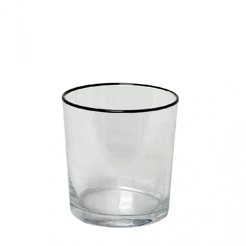 Γυάλινα ποτήρια για ουίσκι διάφανα με μαύρο χείλος σετ των έξι τεμαχίων 9 εκ