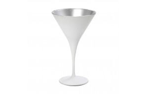 Maya γυάλινο ποτήρι για martini σε λευκό και ασημί ματ χρώμα σετ των έξι τεμαχίων 11x18 εκ