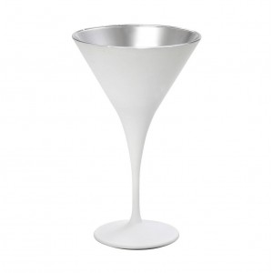 Maya γυάλινο ποτήρι για martini σε λευκό και ασημί ματ χρώμα σετ των έξι τεμαχίων 11x18 εκ