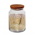Labyrinth γυάλινο χρυσού χρώματος δοχείο με καπάκι 10x14.5 εκ