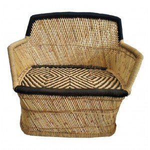 Ethnic πολυθρόνα από Bamboo με μαύρο σχοινί 108x89x46 εκ