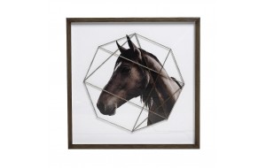 Διακοσμητικό κάδρο με άλογο σε ξύλινο πλαίσιο 50x50 εκ