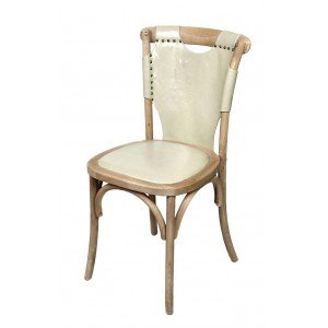 Retro ξύλινη καρέκλα με μπεζ δερματίνη 50x53x89 εκ