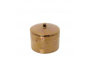 Διακοσμητικό κεραμικό δοχείο με καπάκι σε χρυσό χρώμα σετ τεσσάρων τεμαχίων 10x10x9 εκ