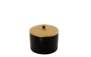 Δοχείο με καπάκι κεραμικό μαύρο με χρυσό σετ τεσσάρων τεμαχίων 10x10x9 εκ