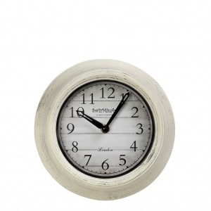 Μπεζ επιτοίχιο ρολόι από πολυρεζίνη 23 εκ