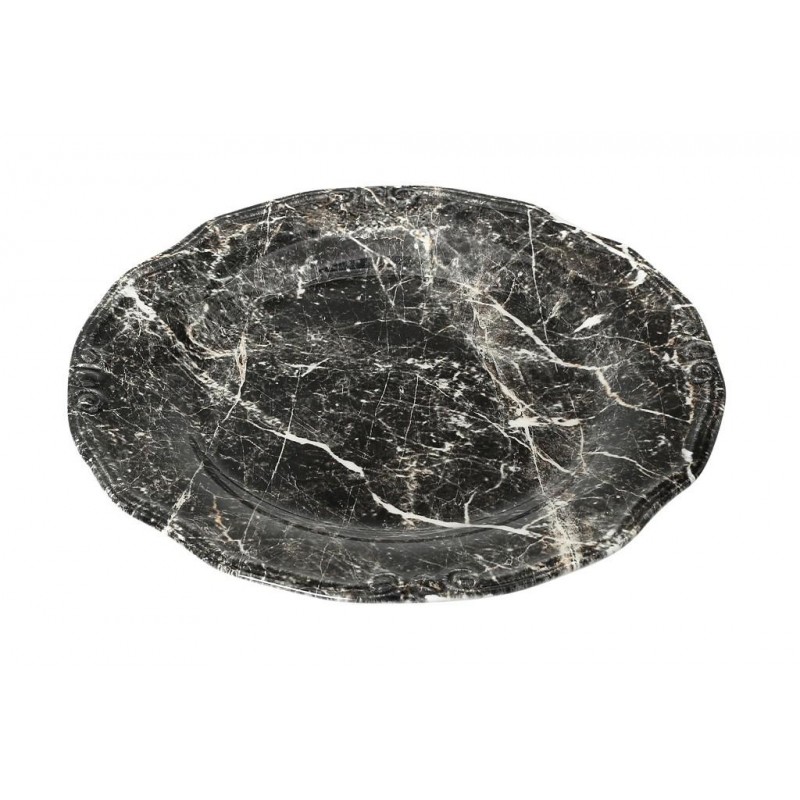 Marble στρογγυλή πιατέλα σε μαύρο χρώμα σετ των δύο τεμαχίων 33 εκ