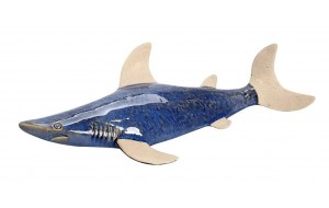 Κεραμικό διακοσμητικό τοίχου καρχαρίας σε γαλάζια απόχρωση 42x22x6 εκ